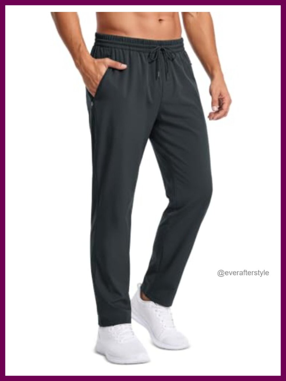 Men's Lightweight Tapered Sweatpants Joggers 4-Way Stretch Zipper Pockets